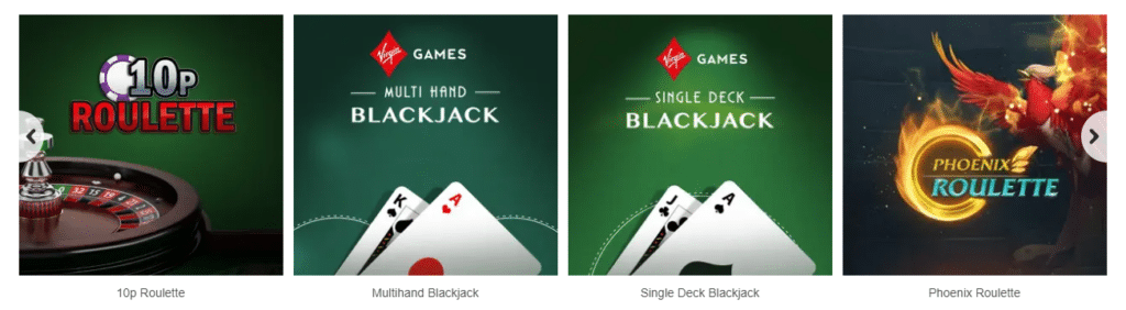 Virgin Games Casino Games